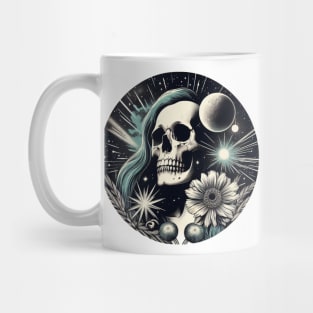 trippy skull and flowers Mug